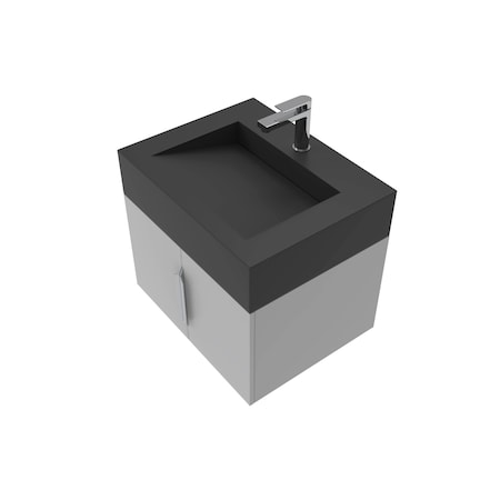 Castello Usa Nile 24-inch Gray Vanity Set with Black Top and Brushed Nickel Handles CB-MC-24G-BN-2053-BL